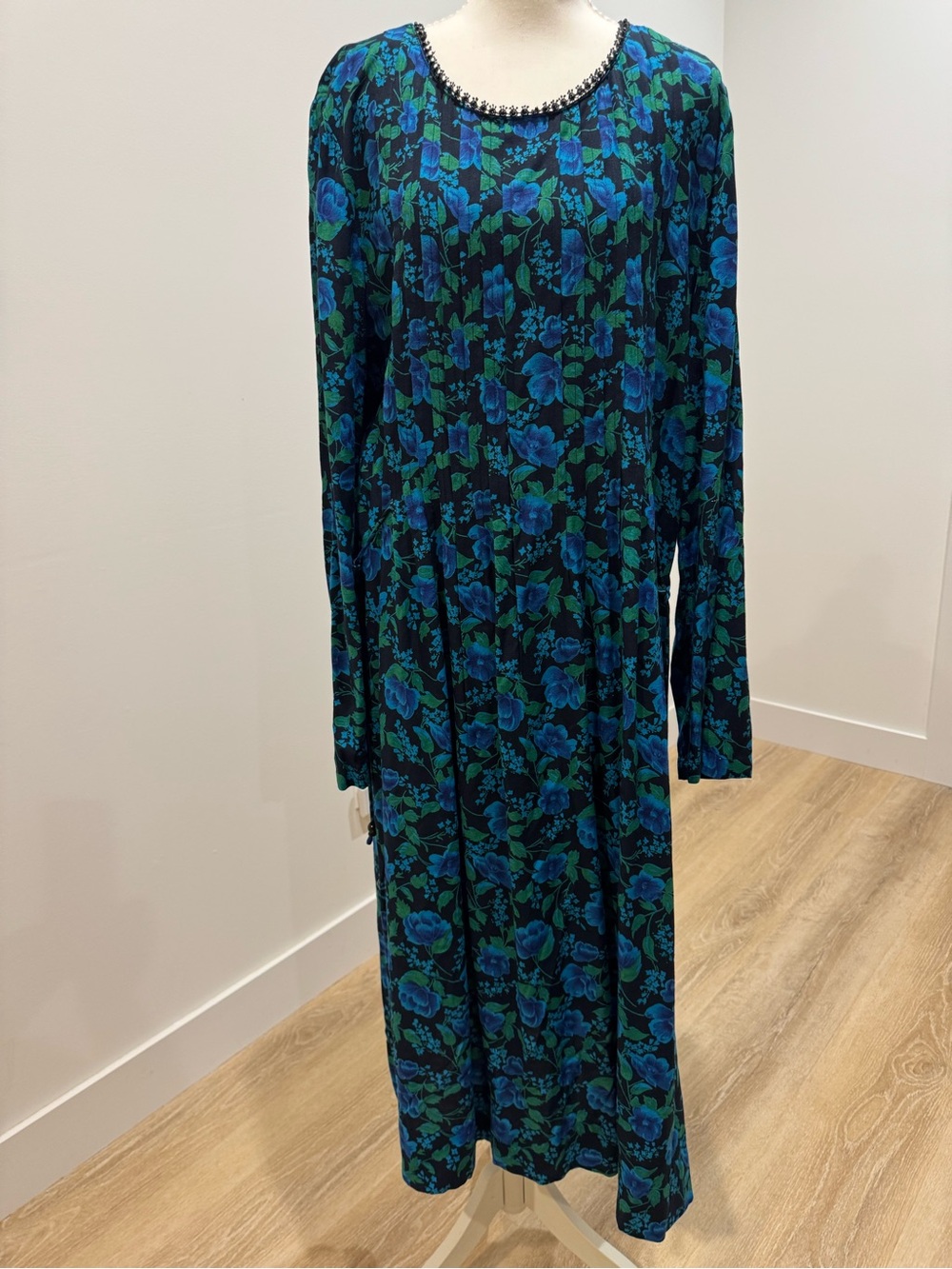 Vintage90’Sarah Elizabeth Blue Green Floral Maxi Dress16 costalcore wimsigoth